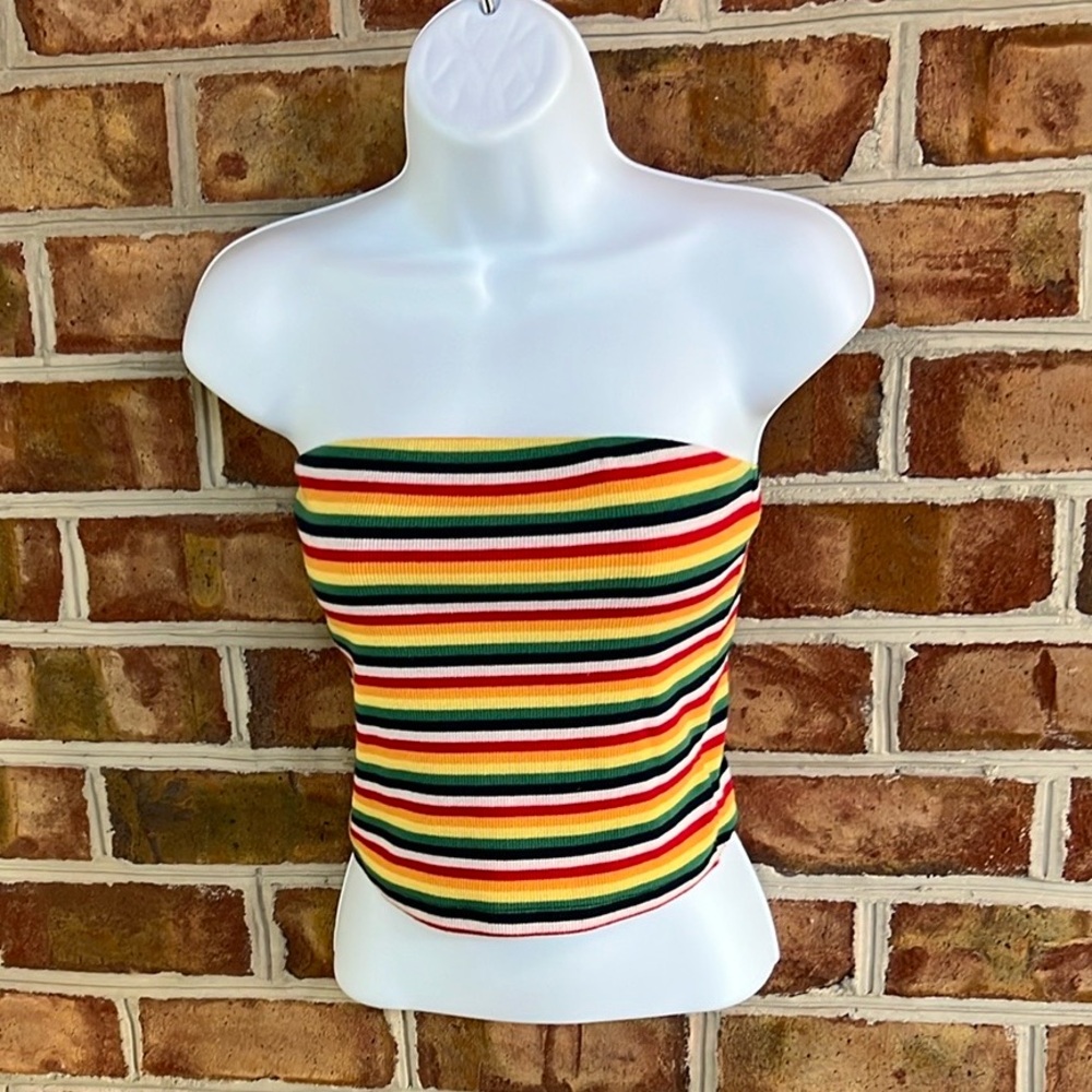 American Eagle Outfitters multi color striped Sleeveless stretch Crop Top. Small